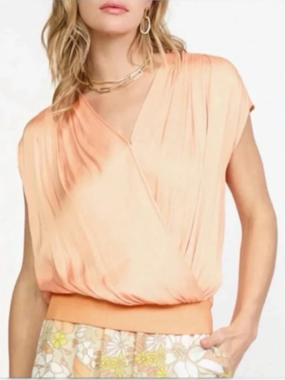 NWT Current Air Cap Sleeve Surplice Top Sz Small NEW